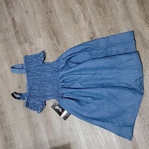 Little Girls Cold Shoulder Denim Dress - Medium Wash Size:10/12 NWT
